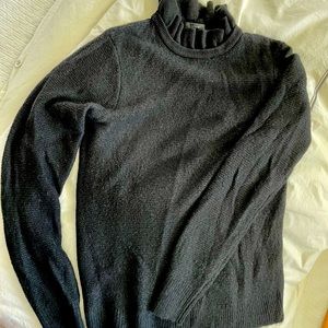 J crew ruffle neck black sweater